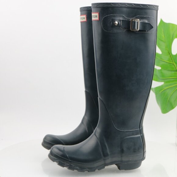 Hunter Womens Original Rain Boot Size 5 Tall Navy Blue Wellie Waterproof Pull On - Picture 7 of 12
